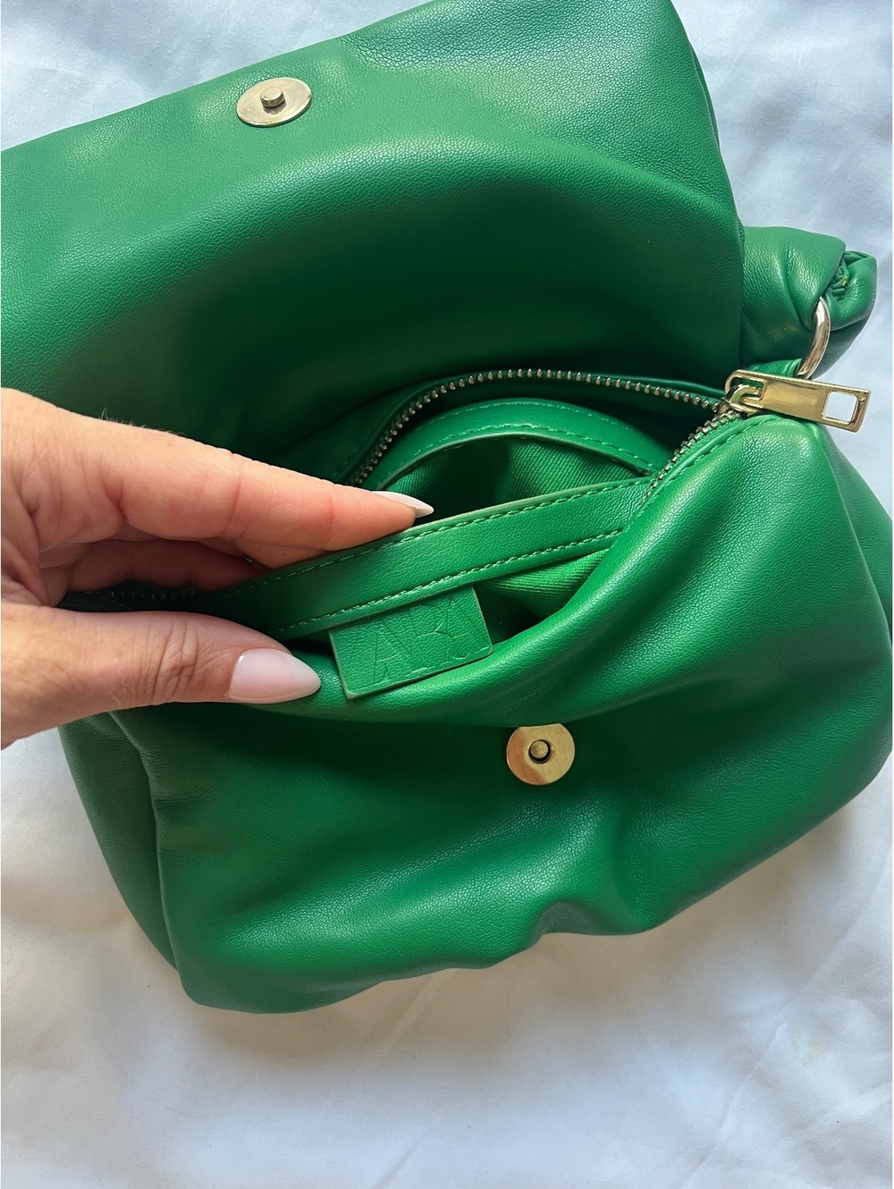 Zara Green Ruched Mini Shoulder Bag - Picture 4 of 6